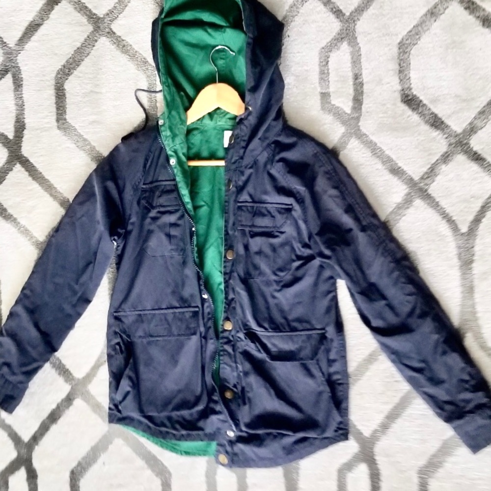 Blue rain jacket